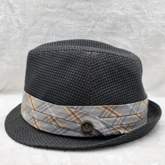 Goorin Bros Hat Fedora Fitted Mens Extra Large Gray Plaid Band Wool Blend Trilby - Picture 4 of 10